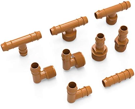 20-Pack USA Made - Drip Irrigation Brown Barbed Elbow 90 Degree Fittings - Fits 1/2” Inch, 17mm .600” ID Drip Tubing (Elbow 20 Pack)