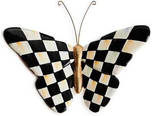 MACKENZIE-CHILDS Pot Climber, Decorative Flowerpot Hanger, Indoor and Outdoor Planter Hanging Decor, Courtly Check Butterfly