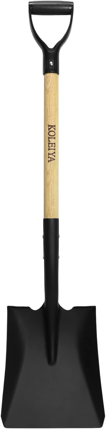 Flat Shovel,Transfer Shovel with D Handel and Heavy Duty Square Head for Landscaping,Gardening,Construction,Snow Shoveling and Yard Work,41-Inch,Metal+Wooden