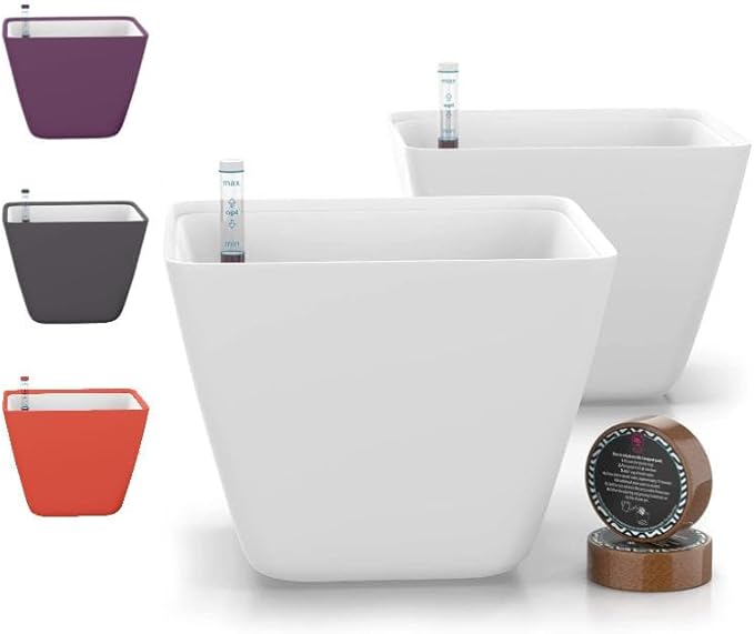 GARDENIX DECOR 5" Self Watering pots for Indoor Plants - Flower Pot with Water Level Indicator for Plants, Grow Tracking Tool - Self Watering Planter Plant Pot – 2 Pack White