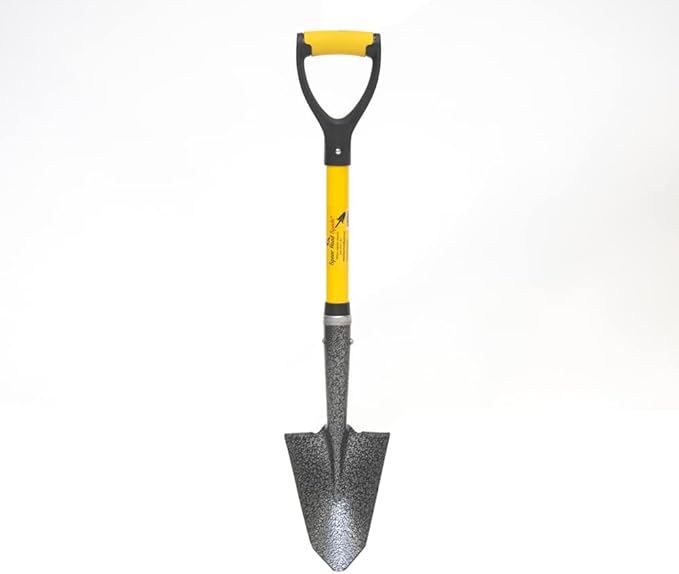 D-Handle Gardening Shovel with Cushioned Grip, Fiberglass Handle with Carbon Manganese Steel Blade, 30" Mini Handle, Yellow, for Raised Garden Beds and Container Gardens