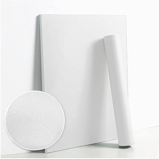 Dimoon 236''x17.7'' White Thicken Peel and Stick Wallpaper Contact Paper Modern Self Adhesive Wall Paper Removable Renter Friendly Textured Solid Color Vinyl Roll (236''x17.7'',White Thicken)