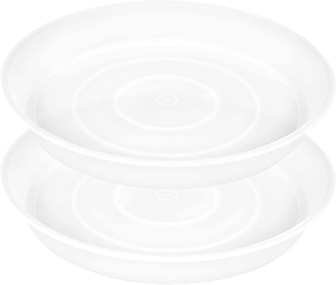 2 Pack of 17 inch Plant Saucer, 2.3" Depth Tray, Large Deep Garden Plastic Flower Planter Plant Trays for Indoors Outdoor Bath Bath (17", Clear)