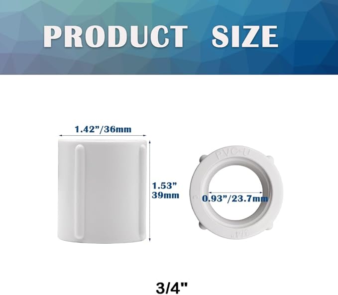 10PCS 3/4 Inch Double Female Threaded White PVC Adapter Fittings Female to Female Thread Coupling Pipe Fitting Connector for Garden Works HE025-3/4