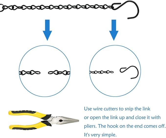 6 Pack 19.7Inches Black Hanging Chains, Garden Plant Hangers, for Bird Feeders, Billboards, Chalkboards, Planters, Lanterns, Wind Chimes and Decorative Ornaments