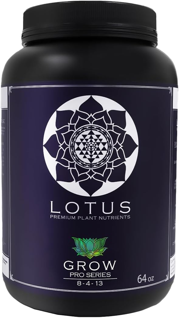 Lotus Nutrients Grow Pro Series, All Natural Premium Powdered Plant Nutrients for Fast Veg Growth and Massive Roots, Made for Hydroponic, Coco Coir, and Soil for Indoor and Outdoor Gardens (64oz)