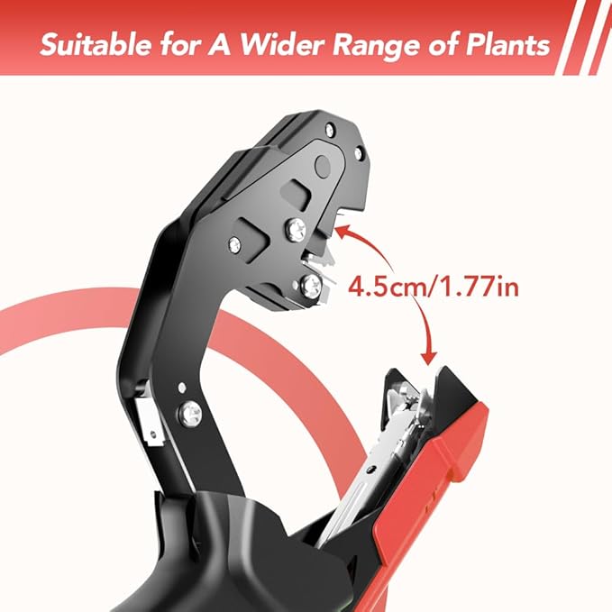 Plant Tying Machine, Lightweight Plant Tape Gun to Tie Up Vine, Plant Tying Tape Tool for Gardeners Farmers, Garden Tape Gun with 10000pcs Staples, 20 Rolls Tape, 1 SK5 Blade, 1 Gloves (Red)