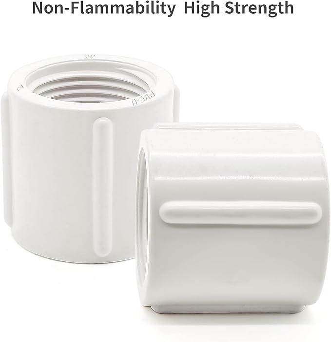 10 PCS PVC Threaded Pipe, 3/4" Female Pipe Coupling,PVC Pipe Connectors,PVC Pipe Fitting for Sprinkler,Irrigation,Swimming Pools
