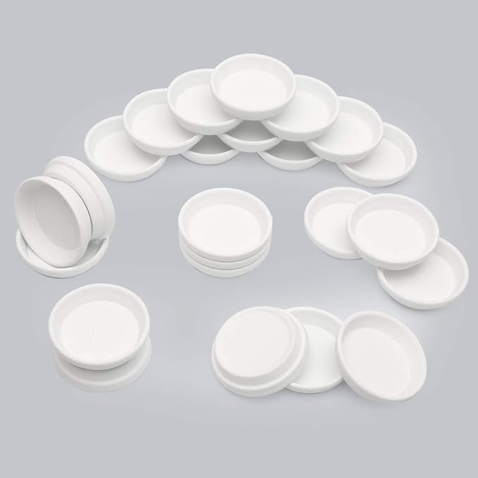 24pcs Terra Cotta Saucer, 3.2-inch Small Mini Clay Pots Tray, Suitable for 3inch, 2.5inch, 2inch Succulents Nursery Pots(White)