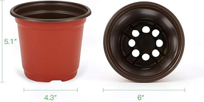 JERIA 200 Pack 6 Inch Plastic Nursery Pots Comewith Drainage Holes, Seedling Flower Plant Container and Seed Starting Pots with 200 Pcs Labels