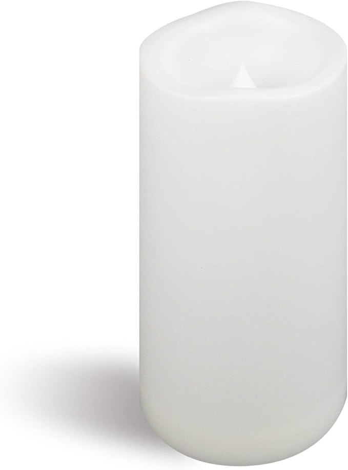 CANDLE CHOICE Waterproof Outdoor Battery Operated Flameless Candle with Timer Large Plastic Resin Bright Flickering Electric LED Pillar Lantern Patio Garden Wedding Christmas Decorations 4”(D) x8”(H)