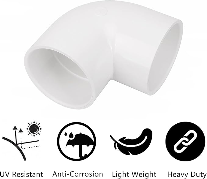 3 Inch 90 Degree Elbow PVC Pipe Fittings 2 Way Right Angle PVC Pipe Fitting, Furniture Build Grade SCH40 (Socket x Socket) 3" PVC Fitting Connectors for DIY PVC Shelf Garden Support Structure