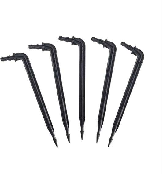50-Pack 4" Inch Angled Drip Emitter Stake, (FITS 1/4" & 1/8" TUBING) for Precise Watering & Irrigation, Greenhouse, Container Gardening, Home Garden, and Hydroponics Growing (50, 4" Inch Long)
