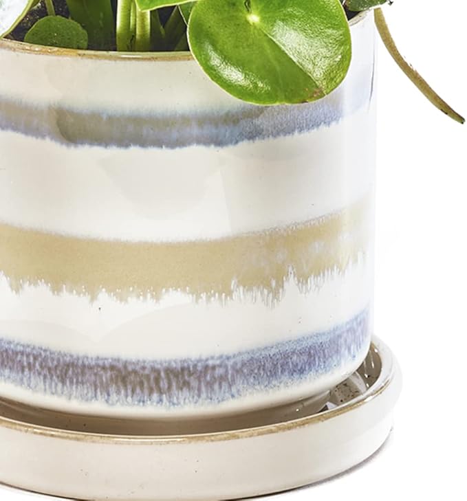 CHIVE ‘Minute’ Ceramic Planter Pot — Cute 5” Colorful Succulent Pots for Indoor & Outdoor House Plants — Beautiful Modern Farmhouse Kitchen Decor — Blue Green Layers