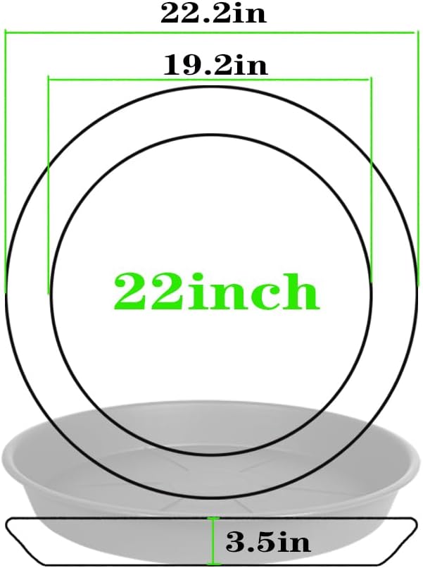 3 Pack of Plant Saucer 20 22 inch, 3.6" Depth, Large Heavy Duty Plastic Saucers 21" Round, Plant Drip Trays for for Indoors Outdoor, Plant Water Tray for Planters 19-23" (22", Teal)
