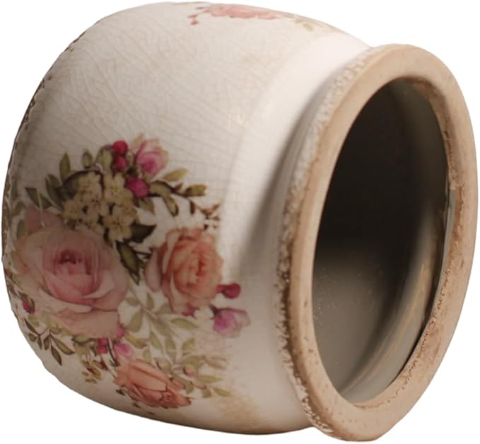 Ceramic Planters for Indoor Plants, Plant Pots with Drainage Hole, 6.29in. Flower Pots for Indoor Plants, Stylish Planters & Succulent Pots, Crackle Glaze Finish Plant Pots Indoor, Pink