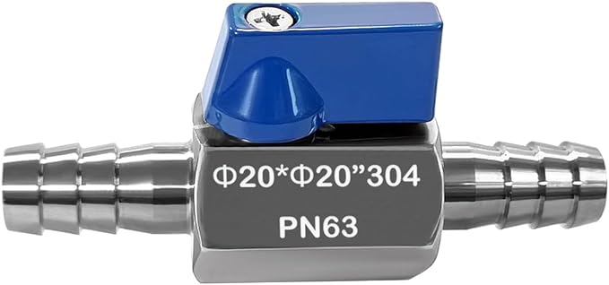 Beduan 3/4” Hose ID Barb Ball Valve 304 Stainless Steel Mini Shut Off Valve for Water Gas Fuel Drip Irrigation and Aquariums