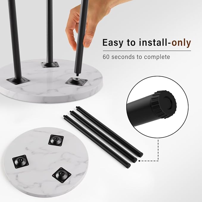 Plant Stand Indoor Tall: Corner Wood Plant Stand 2 Pack Mid Century Modern Decor - Small Round Plant Table for Indoor Plants - Outdoor Plant Holder for Patio Living Room Bathroom Office (White Marble)