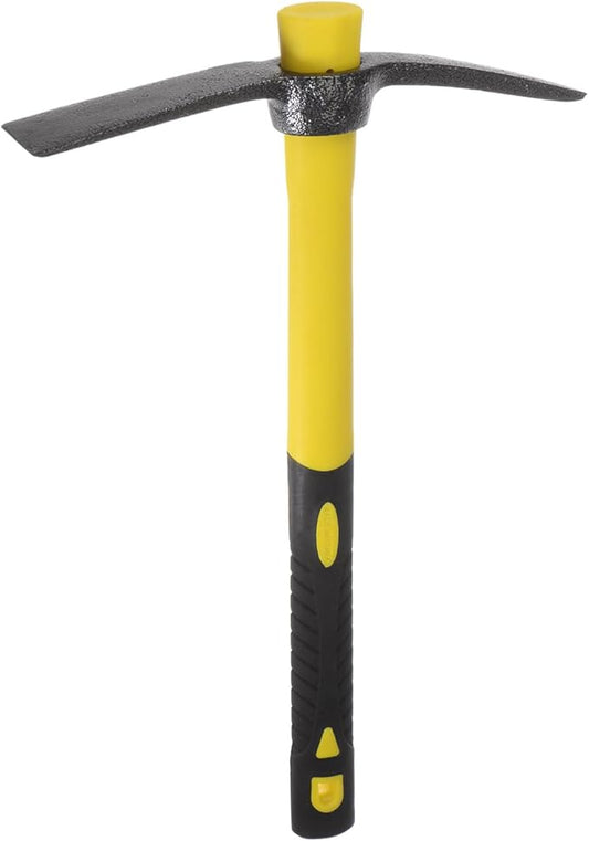 HARFINGTON Pick Mattock Hoe, 15 inch Steel Forged Weeding Garden Pick Axe with Yellow Fiberglass Handle Garden Hoe Garden Tool for Digging, Gardening, Camping, Planting