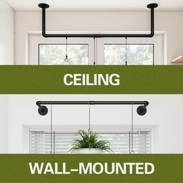 2Pc Hanging Planters for Indoor Plants Plant Hanger Indoor Hanging Plant Holder Black Metal Rod(Pot/Chain/Plant not Included
