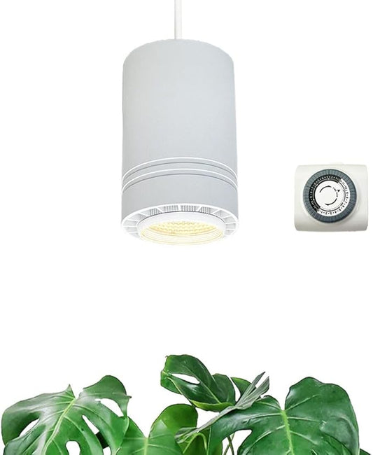 Hanging Grow Light 40W Large, Full Spectrum Warm White Color Plant Lamp, 120V Plug-in with Timer, 15FT Fabric Power Cord, Decorative Pendant Plant Light for Indoor Plants, Flowers …