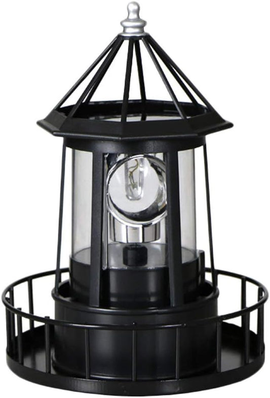Cabilock LED Rotating Lighthouse Solar Beacon Tower Lamp Water Resistant Lighthouse Light Ornament for Garden Yard Outdoor Decor