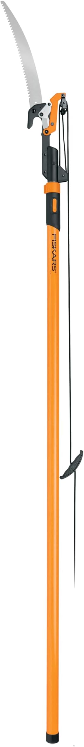 Fiskars 7ft-14ft Power-Lever Extendable Pole Saw and Tree Pruner, Lawn and Garden Tools, Black/Orange