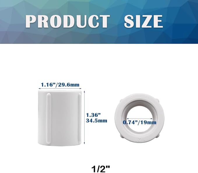 12PCS 1/2 Inch Female to Female Threaded PVC Pipe Fittings Double Female Thread Coupling Pipe Adapter Connectors for Sprinkler, Drip Irrigation System, Pipes Extension HE025-1/2