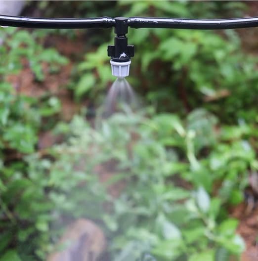 50pcs Micro Spray Irrigation Drippers,Three-Way Integrated Atomizing Nozzle, Patio Cooling Garden Greenhouse Drip Irrigation System Kit Parts Emitters for 1/4" Irrigation Tubing