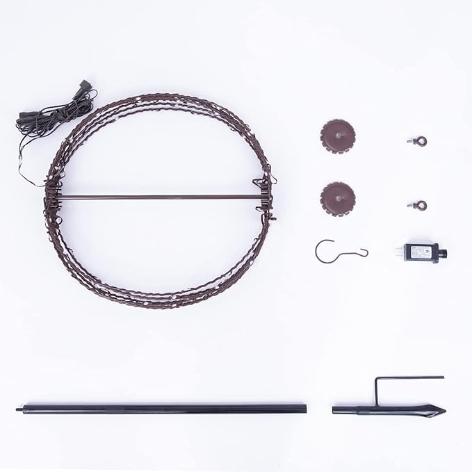 Christmas Ball Sphere, 20IN 200LED Hanging Tree and Pathway Light With Hook and Stake, Foldable Metal Frame Ball for Outdoor Garden, UL Listed, Brown Frame, RGB