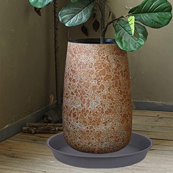 6 Pack of 12 inch Plant Saucer Gray, Heavy Duty Plastic Plant Saucer 12 inch Round, Durable Plant Tray for Pots, Flower Saucers for Indoors, Plant Trays for Planter 11"/12" (12", Cement Gray)