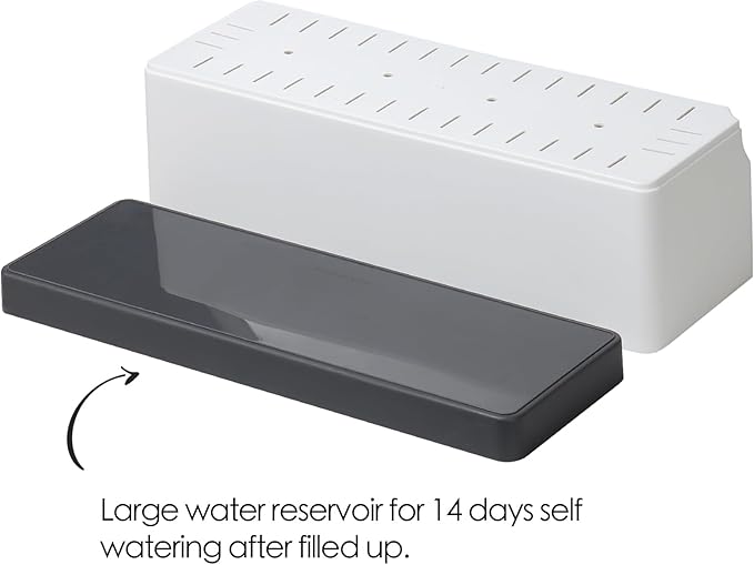 Self Watering Planters Pots for Indoor Plants, 2 Pack 17 Inch Plastic Planter Box Flower Pots for Indoor Outdoor Plants, Rectangle Herb Planter Window Boxes Planters with Drainage, Dark Gray Tray