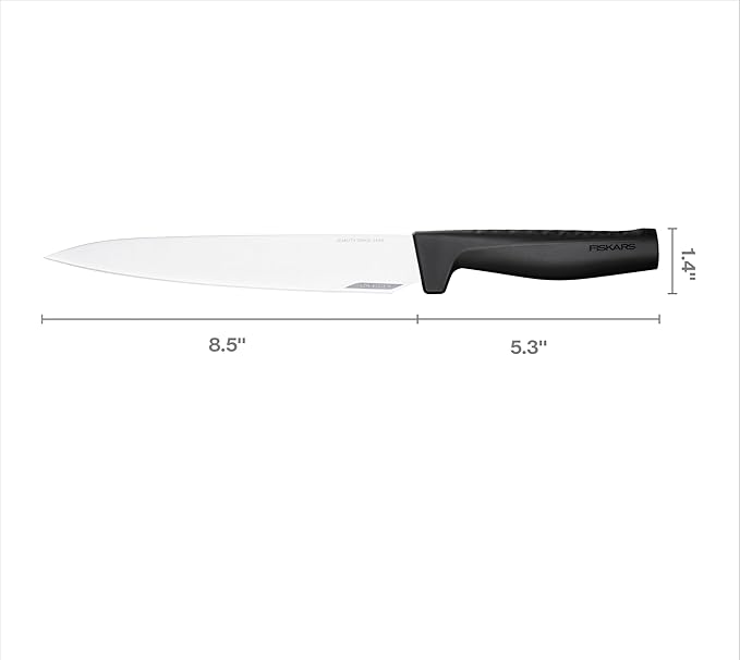 Fiskars Hard Edge 8.5" Carving Knife - Japanese Stainless Steel Blade Stays Sharp for Everyday Use - Non-Slip Handle for Effortless Cutting - Dishwasher Safe