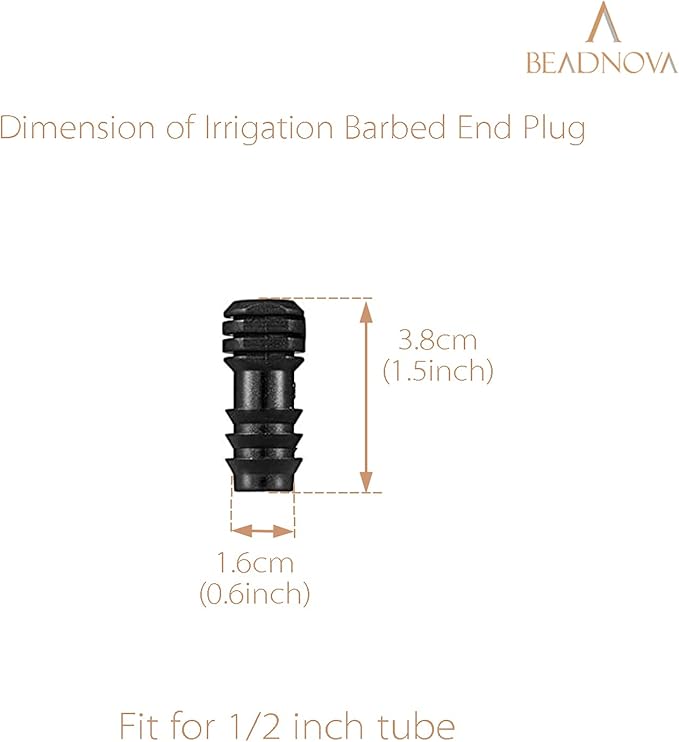 BEADNOVA Drip Irrigation Parts 10 Pcs 1/2 Inch Barbed End Plugs Goof Plugs Drip Irrigation Fittings Drip Line Connectors for 1/2 Inch Irrigation Tubing Garden Watering System (10pcs)