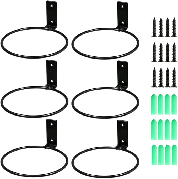 6 Pack 5in Flower Pot Holder Ring Wall Mounted Metal Planter Hooks Hangers Wall Bracket Wall Planter Hook (6, 5")