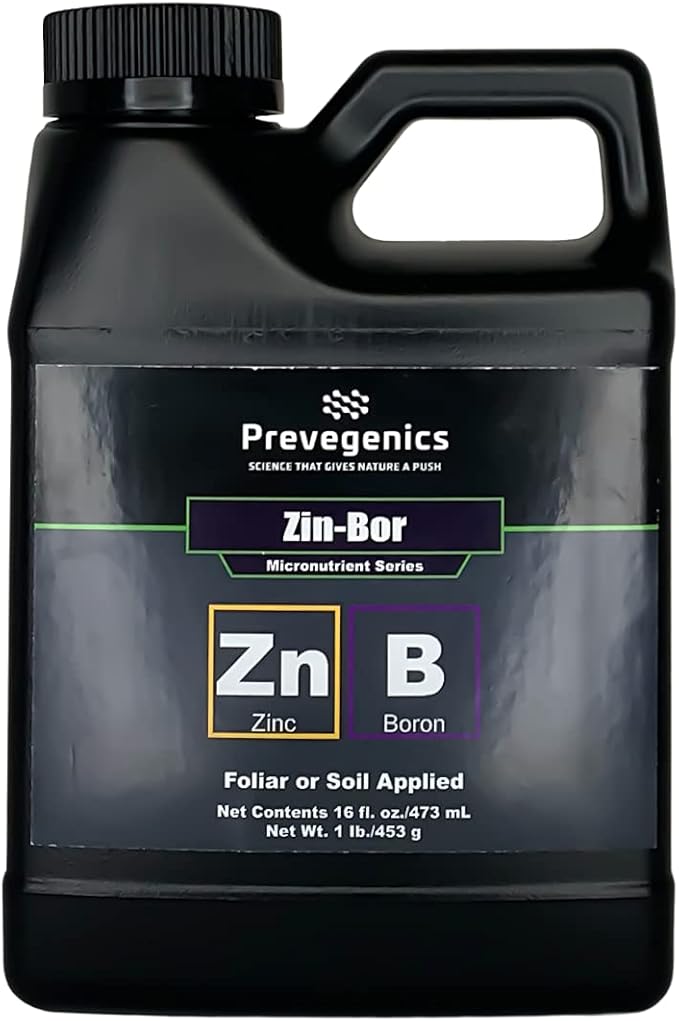 Zin-BOR Liquid Fertilizer | (16 fl. oz.) | Zinc and Boron Liquid Fertilizer for Plants | Aids in Increasing Protein Content, Fruit Weight, Flower Development and Quality, and Corrects Deficiencies