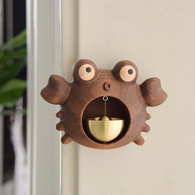 Shopkeepers Bell for Door Opening, Wood Doorbell Magnetic Wind Chime for Refrigerator Room Garden, Cute Decorative Doorbell for Home/Store/Restaurant Door, Creative Gift (Walnut)