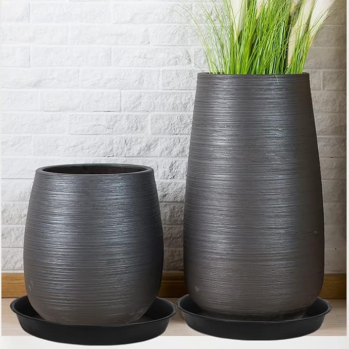 3 Pack of Plant Saucer 25 26 inch, 4.2" Depth, Large Heavy Duty Plastic Saucers 24" 26" Round, Plant Drip Trays for for Indoors Outdoor, Plant Water Tray for Planters 23-27" (26", Black)