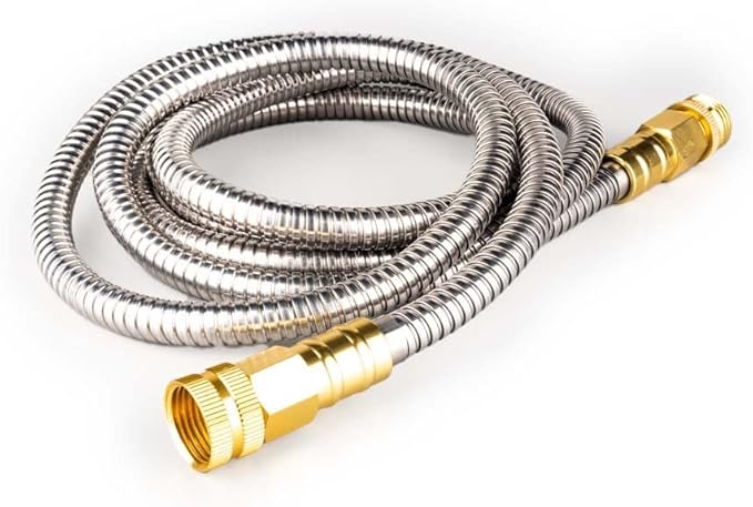 Stainless Steel Garden Hose: Durable Quality Metal with High-pressure Water Output for Gardeners（10FT）