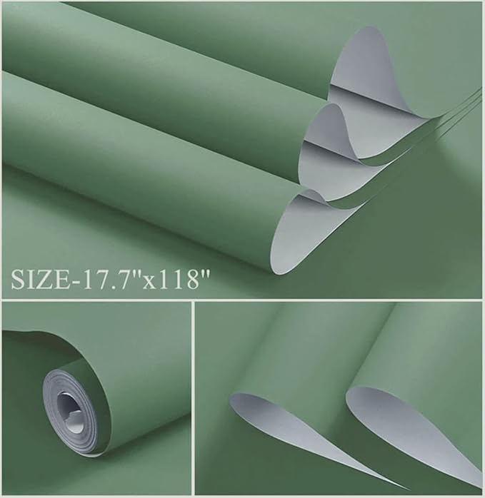 Dimoon 236''x17.7'' Green Peel and Stick Wallpaper Contact Paper Modern Self Adhesive Wall Paper Removable Renter Friendly Textured Solid Color Shelf Cabinet Vinyl Roll (236''x17.7'',Spring Green)