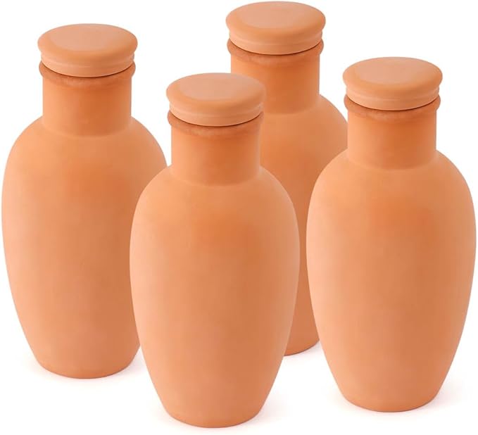 4pcs Ollas 3.1×3.1×6inch Terracotta Watering Pots Terracotta Self Watering Planter Insert Self Watering Planter with Terra Cotta Clay Irrigation Pots watering system for outdoor plants Irrigation