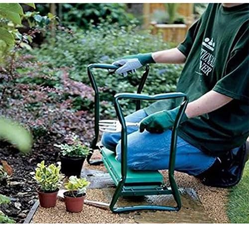 Garden Kneeler Seat Folding Stool Work Seat Flower Planting Grass Belt Tool Bag Camping Outdoor Portable Garden Stool Garden Kneeler with 1 Bonus Tool Pouches (23.5"x19.3", Green)