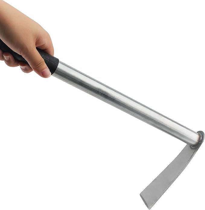 5 PCS Hoe Garden Tool Set, Hoe and Cultivator Hand Tiller, Heavy Duty Digging Hoe, 2 Fork and 3 Fork Hand Tiller for Gardening Weeding Digging Loosening Soil, Carbon Steel