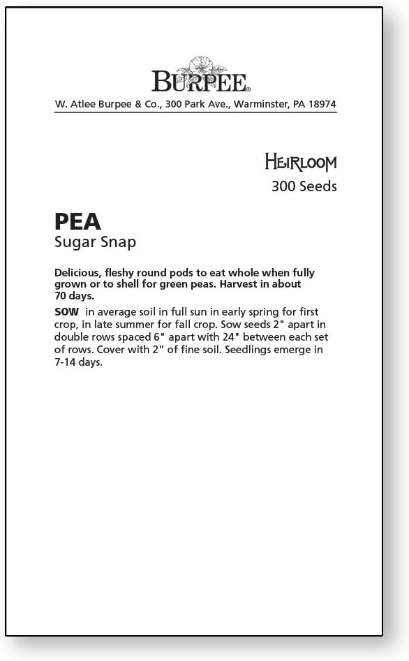 Burpee Sugar Snap Pea Seeds 300 seeds