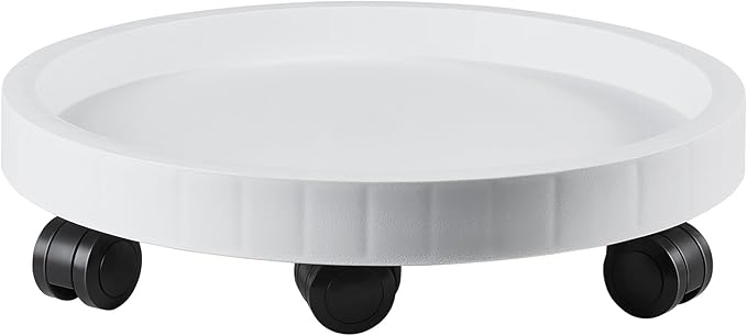 17.5 Inch Planter Caddies Rolling Saucer Caddy with Wheels, Heavy Duty Wheeled Stand for Potted Plant, Round Coaster Roller Base Tray with Casters, Flower Pot Dolly Holder for Indoor Outdoor