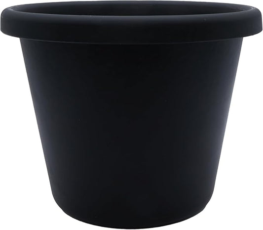 The HC Companies 14 Inch Round Classic Planter - Plastic Plant Pot for Indoor Outdoor Plants Flowers Herbs, Black