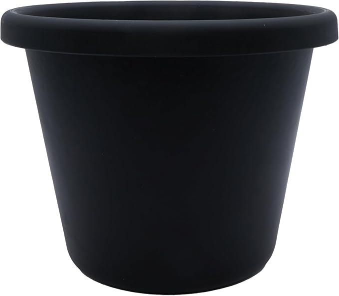 The HC Companies 8.5 Inch Round Classic Planter - Plastic Plant Pot for Indoor Outdoor Plants Flowers Herbs, Black