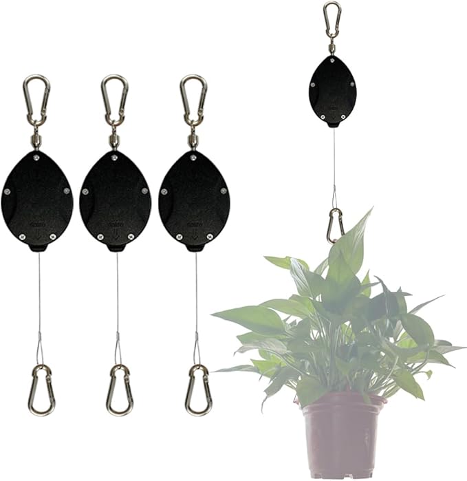 Retractable Plant Hanger, Plant Hook Pulley with Stainless Steel Rope Reaching to a Length of 63 Inches and Carrying 44 Pounds, Easy for Hanging, Plant Watering or Bird Feeding