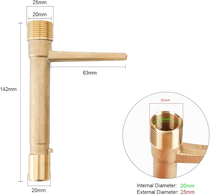 3/4 Inch Brass Quick Coupler Valve Key Garden Hose Underground Irrigation Tool Heavy Duty Sprinkler Key DN20 3/4" (3/4 Inch Key)