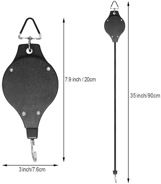 Pack Plant Hook Pulley, Retractable Plant Hanger Easy Reach Hanging Flower Basket for Garden Baskets Pots and Birds Feeder Hang High up and Pull Down to Water Or Feed (White 6Pack)